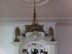 WAS Benson (style of). A good quality rare pair of Arts and Crafts three branch ceiling lights - Thumbnail 4