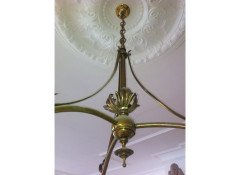 WAS Benson (style of). A good quality rare pair of Arts and Crafts three branch ceiling lights - Thumbnail 5