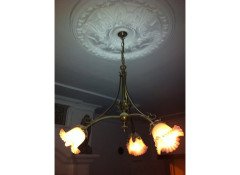 WAS Benson (style of). A good quality rare pair of Arts and Crafts three branch ceiling lights - Thumbnail 8