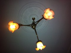 WAS Benson (style of). A good quality rare pair of Arts and Crafts three branch ceiling lights - Thumbnail 9
