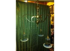 Arts and Crafts Brass Three Branch Ceiling Light c.1900 - Thumbnail 2