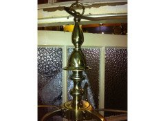 A Good Quality Arts and Crafts Three Branch Brass Ceiling Light. - Thumbnail 4