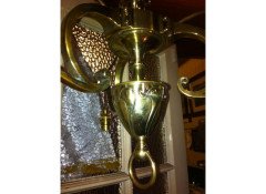 A Good Quality Arts and Crafts Three Branch Brass Ceiling Light. - Thumbnail 7