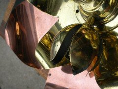 WAS Benson. A copper and brass ceiling light in the form of a large flower - Thumbnail 4