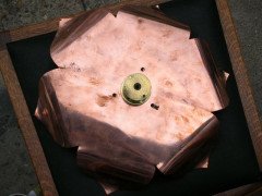 WAS Benson. A copper and brass ceiling light in the form of a large flower - Thumbnail 5