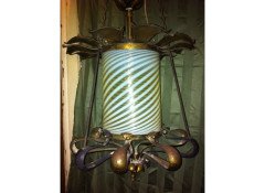 A good Arts and Crafts gilt and brass lantern - Thumbnail 3