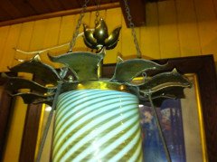 A good Arts and Crafts gilt and brass lantern - Thumbnail 6