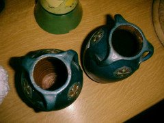 A Pair of Belgium Art Nouveau 3 Handled Vase - Thumbnail 3