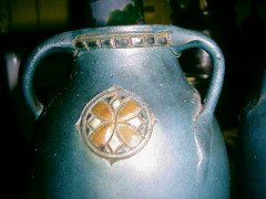 A Pair of Belgium Art Nouveau 3 Handled Vase - Thumbnail 5