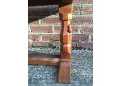 An Arts Crafts oak adzed coffee table with mouse running up the leg - Thumbnail 5