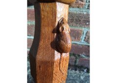 An Arts Crafts oak adzed coffee table with mouse running up the leg - Thumbnail 6