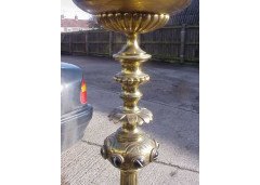 An Aesthetic Intricately Designed Brass Standard Oil Lamp - Thumbnail 3