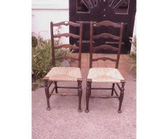 Edward Lutyens. A rare pair of rush seat ladder back armchair - Thumbnail 1