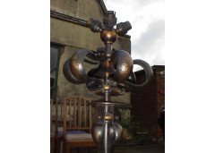 A tall pair of Arts and Crafts hand-hammered copper floor or Knurl/Post lamp - Thumbnail 5