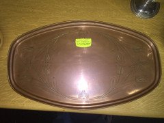 WAS Benson (stamped). A copper tray enscribed with stylised floral details - Thumbnail 1