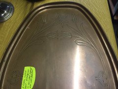 WAS Benson (stamped). A copper tray enscribed with stylised floral details - Thumbnail 2