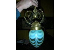 A Gothic Revival brass light with a good Vaseline shade - Thumbnail 1