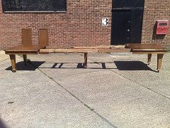 Wylie and Lochhead. A rare 16 foot long Arts and Crafts oak extending dining table with six original leaves - Thumbnail 3