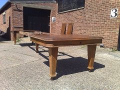 Wylie and Lochhead. A rare 16 foot long Arts and Crafts oak extending dining table with six original leaves - Thumbnail 4