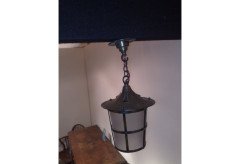 Arts and Crafts Brass Lantern with Conical Hat and Opaque Liner, c.1900 - Thumbnail 2