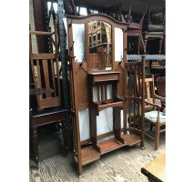 A Stylish Glasgow School Oak Hallstand with Curved and Slatted Sides - Thumbnail 2