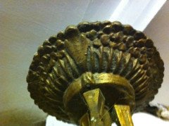 A Guilded Continental Art Nouveau Three Branch Arm Ceiling Chandelier - Thumbnail 3