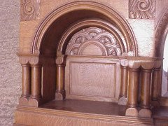 An Arts and Crafts oak sideboard with engraved copper metalwork - Thumbnail 7