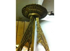 A Guilded Continental Art Nouveau Three Branch Arm Ceiling Chandelier - Thumbnail 4