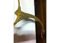 A Guilded Continental Art Nouveau Three Branch Arm Ceiling Chandelier - Thumbnail 6