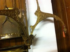 A Guilded Continental Art Nouveau Three Branch Arm Ceiling Chandelier - Thumbnail 7