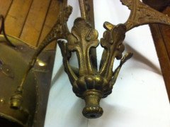 A Guilded Continental Art Nouveau Three Branch Arm Ceiling Chandelier - Thumbnail 8