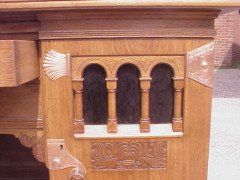 An Arts and Crafts oak sideboard with engraved copper metalwork - Thumbnail 13
