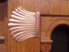 An Arts and Crafts oak sideboard with engraved copper metalwork - Thumbnail 14