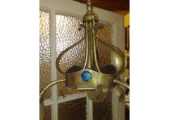 A ceiling lamp with stylised floral hand formed details, inset with three Ruskin jewels. - Thumbnail 2
