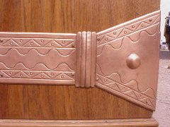 An Arts and Crafts oak sideboard with engraved copper metalwork - Thumbnail 21