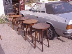 Five matching Arts and Crafts oak sidetable - Thumbnail 1