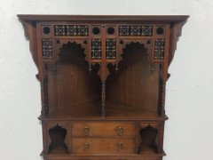 Liberty and Co. A walnut corner cupboard in the Moorish style. - Thumbnail 3