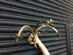 A set of four Arts and Crafts three branch wall lights - Thumbnail 1