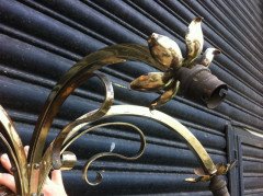 A set of four Arts and Crafts three branch wall lights - Thumbnail 2