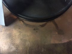 WAS Benson. A copper and brass warming tray, with stylised feet. - Thumbnail 1