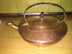 WAS Benson. A copper and brass warming tray, with stylised feet. - Thumbnail 4