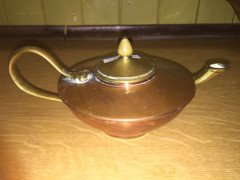 WAS Benson. A copper and brass warming tray, with stylised feet. - Thumbnail 11