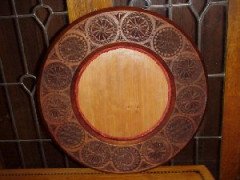 Liberty & Co., A Walnut Circular Mirror Frame with Hand Carved Moorish Circles - Thumbnail 2