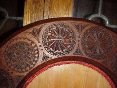 Liberty & Co., A Walnut Circular Mirror Frame with Hand Carved Moorish Circles - Thumbnail 3