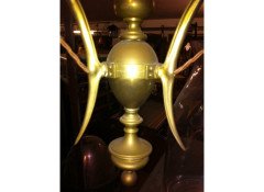 A G Ec Arts and Crafts Brass Three Branch Ceiling Light Re-wired in Period Style Cable. - Thumbnail 5