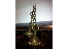A G Ec Arts and Crafts Brass Three Branch Ceiling Light Re-wired in Period Style Cable. - Thumbnail 6