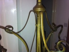 An Art Nouveau Chandelier Retaining the Original Vaseline Shades - Thumbnail 5