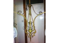 An Art Nouveau Chandelier Retaining the Original Vaseline Shades - Thumbnail 6