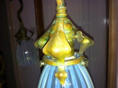 An Art Nouveau Chandelier Retaining the Original Vaseline Shades - Thumbnail 9