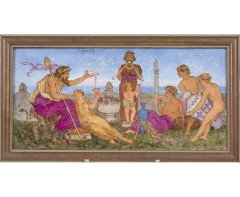 John Moyr Smith for Mintons. A pair of hand painted porcelain tiles with ancient Greek figures - Thumbnail 1